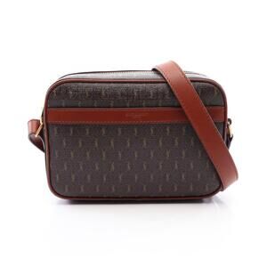 Saint Laurent Le Monogramme Canvas Leather Camera Crossbody Bag Brown